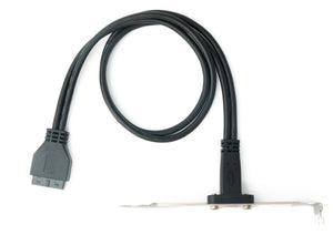 SYSTEM-S USB 3.1 Kabel 50 cm Typ C Buchse zu 20pin PCI Schraube Adapter in Schwarz