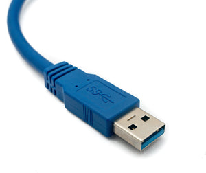 Cable USB 3.0 30 cm tipo B macho a tipo A macho angulo en color azul