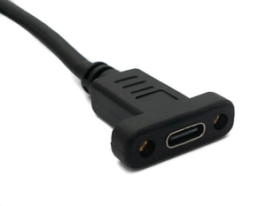 SYSTEM-S USB 3.1 Kabel 2 m Typ C Stecker zu Buchse Schraube Winkel Adapter in Schwarz