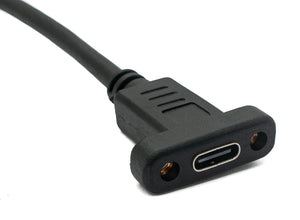 Câble USB 3.1 30 cm Type C mâle vers femelle adaptateur d'angle à vis en noir