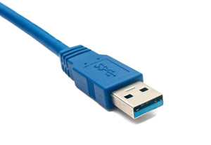Câble USB 3.0 60 cm type B mâle vers type A mâle angle en bleu