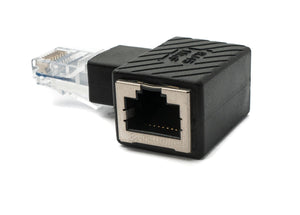 Adaptador LAN Enchufe RJ45 a cable adaptador Ethernet en ángulo de zócalo en negro