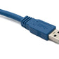Câble USB 3.0 1,8 m type B mâle vers type A mâle angle en bleu