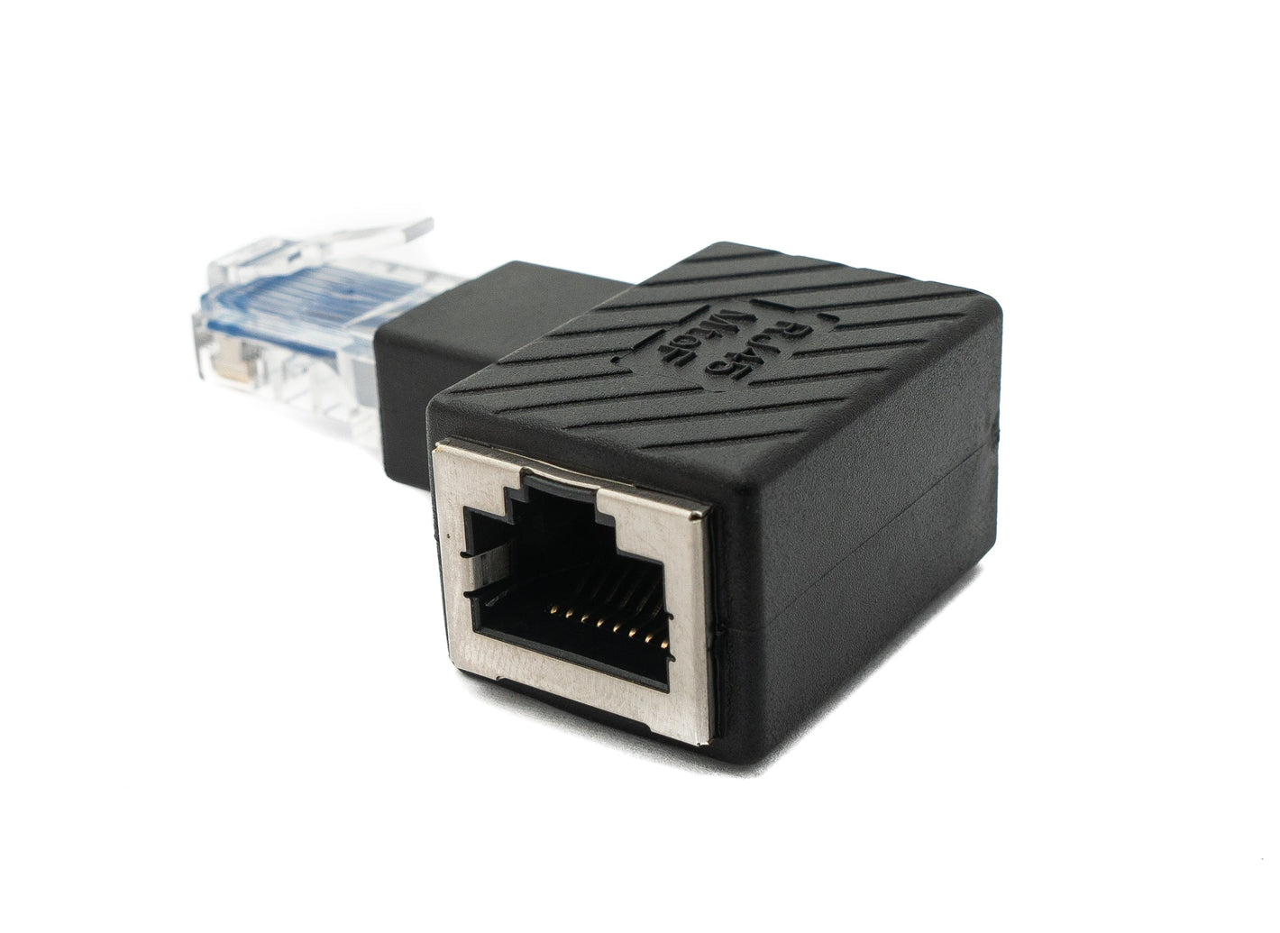 SYSTEM-S LAN Adapter RJ45 Stecker zu Buchse Winkel Ethernetadapter Kabel in Schwarz