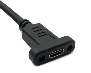 SYSTEM-S USB 3.1 Kabel 100 cm Typ C Stecker zu Buchse Schraube Winkel Adapter in Schwarz