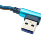 SYSTEM-S USB 3.1 Kabel 100cm Typ C Stecker Typ A Stecker geflochten Winkel in Blau