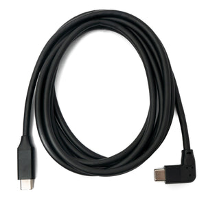 SYSTEM-S USB 3.1 Kabel 2 m Typ C Stecker zu Stecker Winkel Adapter in Schwarz