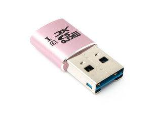 SYSTEM-S SD Karte Adapter Micro SD zu USB 3.0 Typ A Buchse Kabel Memory Card Reader Rosa