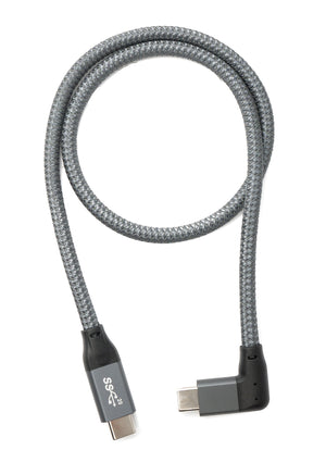 Cable SYSTEM-S USB 3.1 Gen 2 100W 50 cm Adaptador trenzado ángulo tipo C macho a macho en color gris