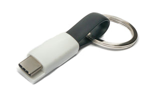SYSTEM-S USB 3.1 Schlüssel Anhänger Kabel 10cm Typ C Stecker zu 2.0 Typ A Stecker Schwarz