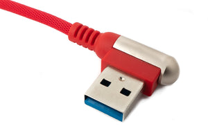 SYSTEM-S USB 3.1 cable 100cm type C plug to 3.0 type A plug braided angle in red