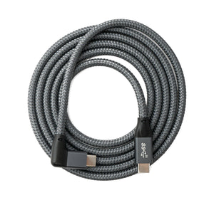 SYSTEM-S USB 3.1 Gen 2 cable 150 cm type C male to male angle braided adapter in grey