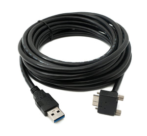 SYSTEM-S USB 3.0 Kabel 5 m Micro B Stecker zu Typ A Stecker Schraube Winkel in Schwarz