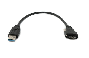 SYSTEM-S USB 3.0 Kabel 30 cm Micro B Stecker zu Typ A Stecker Schraube Adapter in Schwarz