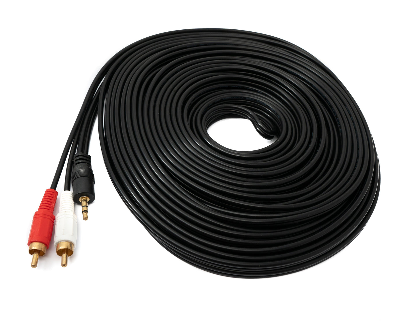 Câble SYSTEM-S Cinch 2 RCA fiche de 20 m vers prise jack AUX 3,5 mm stéréo AV en noir