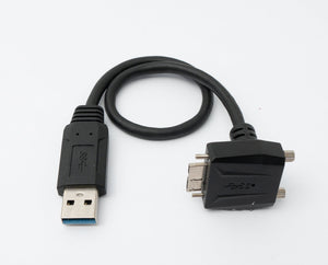 SYSTEM-S USB 3.0 Kabel 30 cm Micro B Stecker zu Typ A Stecker Schraube Winkel in Schwarz