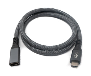 Cable SYSTEM-S USB4 80 cm Tipo C macho a hembra 40 Gbit/s USB 4.0 trenzado en gris