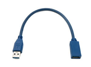 Câble SYSTEM-S USB 3.0 30 cm adaptateur type A mâle vers femelle bleu