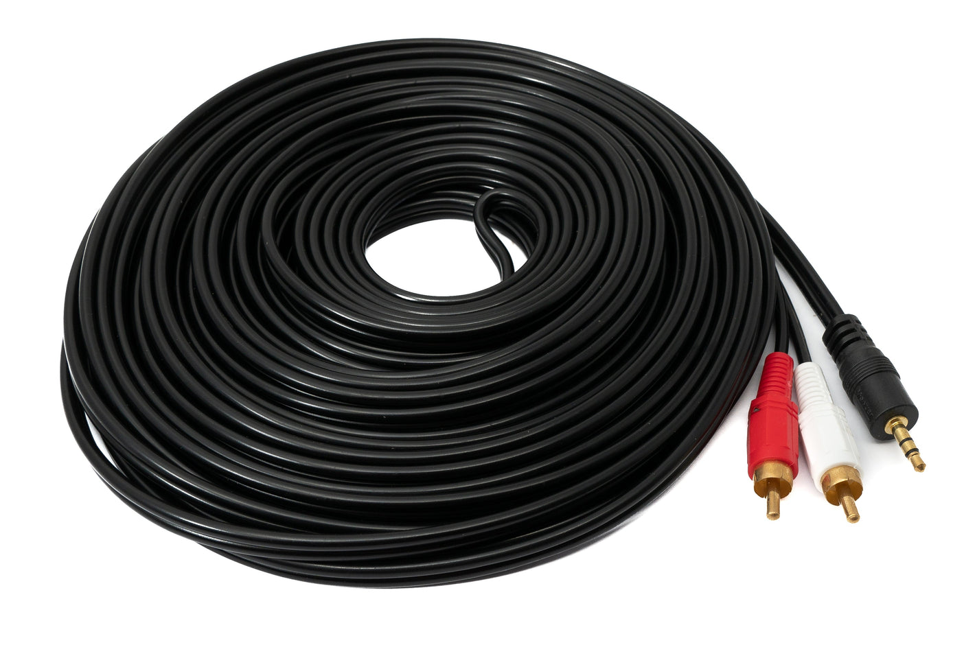 Câble SYSTEM-S Cinch 2 RCA fiche de 15 m vers prise jack AUX 3,5 mm stéréo AV en noir