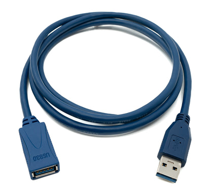 SYSTEM-S USB 3.0 cable 150 cm type A male to female adapter in blue