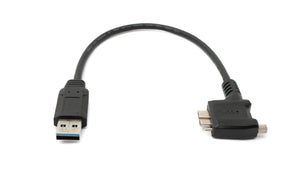 SYSTEM-S USB 3.0 Kabel 30 cm Micro B Stecker zu Typ A Stecker Schraube Winkel in Schwarz