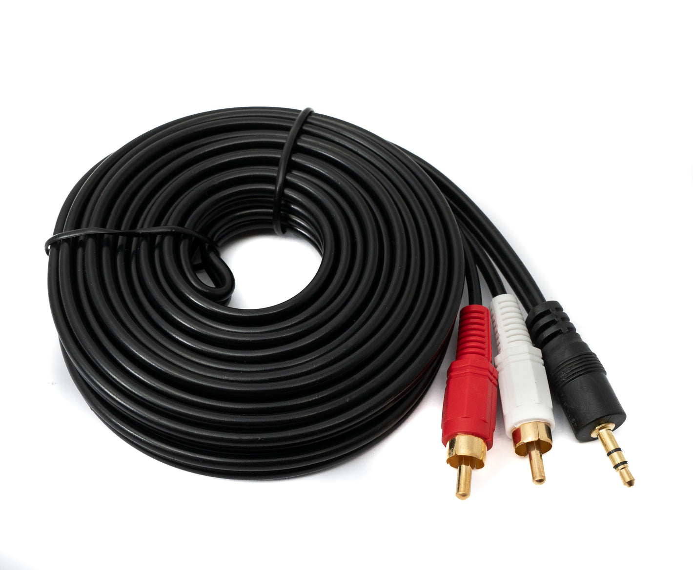 Câble SYSTEM-S Cinch 2 RCA fiche de 5 m vers prise jack AUX 3,5 mm stéréo AV en noir