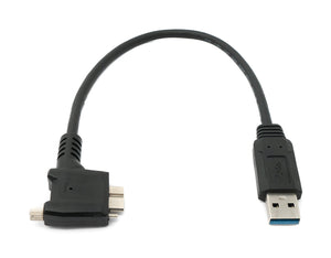 SYSTEM-S USB 3.0 Kabel 30 cm Micro B Stecker zu Typ A Stecker Schraube Winkel in Schwarz