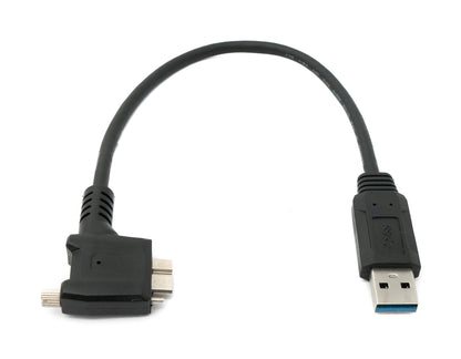 Cable USB 3.0 SYSTEM-S de 30 cm Micro B macho a Tipo A macho en ángulo de tornillo en color negro