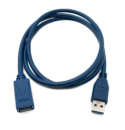 Cable USB 3.0 SYSTEM-S de 100 cm tipo A adaptador macho a hembra en color azul