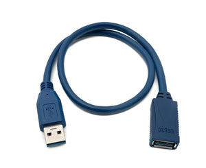 SYSTEM-S USB 3.0 cable 50 cm type A male to female adapter in blue