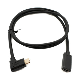 Cable SYSTEM-S USB 3.1 Gen 2 100 cm Adaptador angular tipo C macho a hembra en color negro