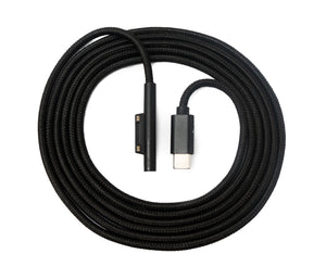 Cable USB 3.1 SYSTEM-S Cable de carga de 180 cm para Microsoft Surface trenzado en negro