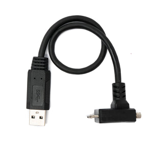 SYSTEM-S USB 3.0 Kabel 30 cm Micro B Stecker zu Typ A Stecker Schraube Winkel in Schwarz