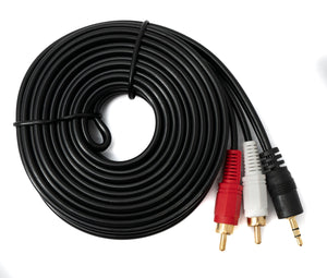 Cavo RCA 2 RCA da 5 m con connettore jack AUX da 3,5 mm stereo AV in nero