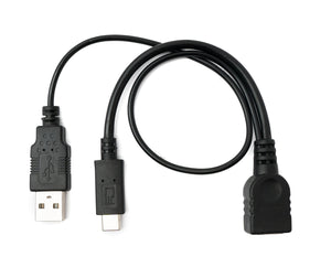 USB 2.0 Y Cable 35cm Type A Female to Type A Male & 3.1 Type C Female Adapter