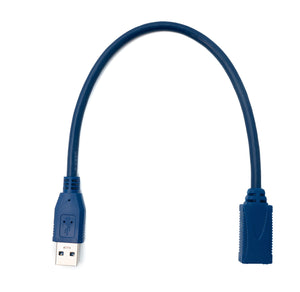 SYSTEM-S USB 3.0 cable 30 cm type A male to female adapter in blue