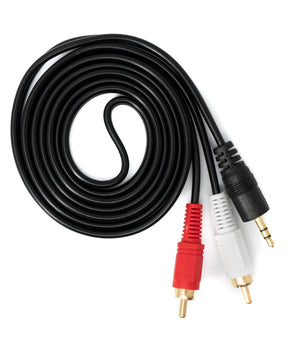 SYSTEM-S Cinch 2 cable RCA conector de 1,5 m a conector jack AUX de 3,5 mm estéreo AV en negro