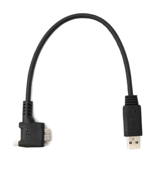 SYSTEM-S USB 3.0 Kabel 30 cm Micro B Stecker zu Typ A Stecker Schraube Winkel in Schwarz