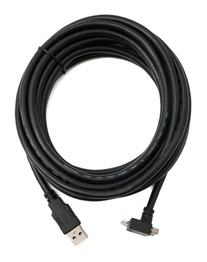 SYSTEM-S USB 3.0 Kabel 5 m Micro B Stecker zu Typ A Stecker Schraube Winkel in Schwarz