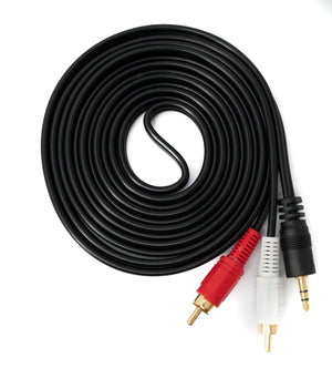 SYSTEM-S Cinch 2 cable RCA de 3 m con conector jack AUX de 3,5 mm estéreo AV en negro