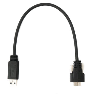 SYSTEM-S USB 3.0 Kabel 30 cm Micro B Stecker zu Typ A Stecker Schraube Adapter in Schwarz