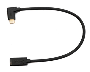 SYSTEM-S USB 3.1 Gen 2 Kabel 30 cm Typ C Stecker zu Buchse Winkel Adapter in Schwarz