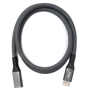 SYSTEM-S USB4 Kabel 80 cm Typ C Stecker zu Buchse 40 Gbit/s USB 4.0 geflochten in Grau