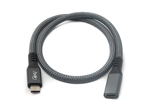 Cable SYSTEM-S USB4 50 cm Tipo C macho a hembra 40 Gbit/s USB 4.0 trenzado en gris