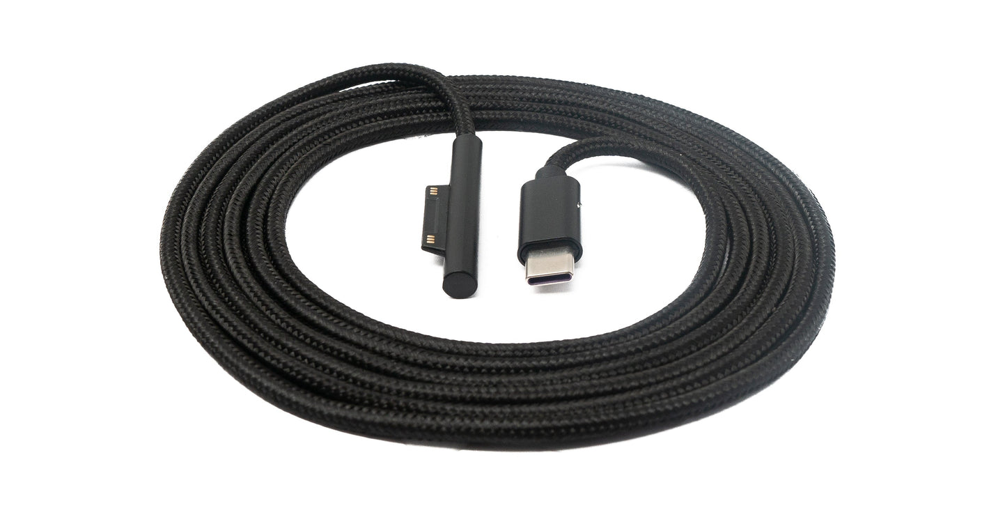 SYSTEM-S USB 3.1 cable 180 cm charging cable for Microsoft Surface braided in black