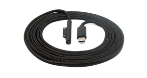 SYSTEM-S USB 3.1 Kabel 180 cm Ladekabel für Microsoft Surface geflochten in Schwarz