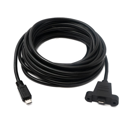 SYSTEM-S USB 2.0 Kabel 5 m Micro B Stecker zu Buchse Adapter Schraube in Schwarz