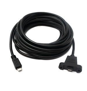 SYSTEM-S USB 2.0 cable 5 m Micro B male to female adapter screw in black