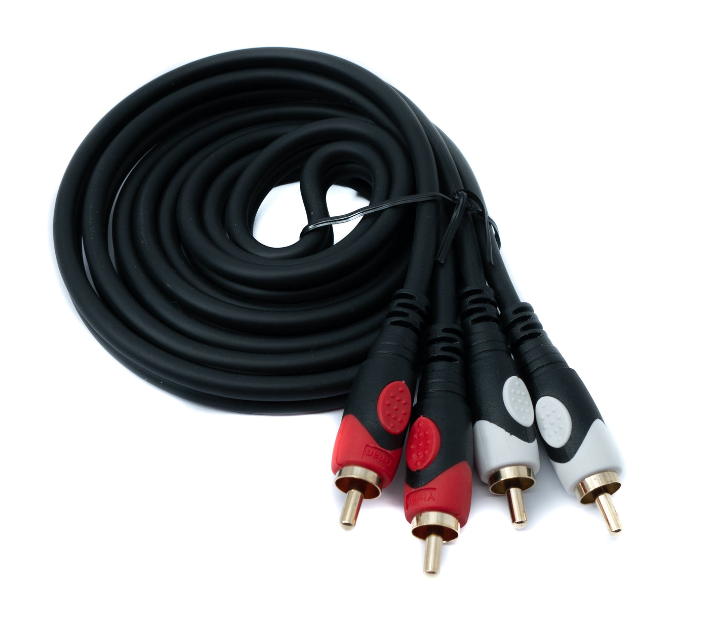 SYSTEM-S Cinch 2 RCA Kabel 1,8 m Stecker zu Stecker Stereo AV Adapter in Schwarz