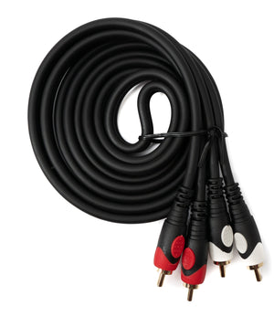 SYSTEM-S Cinch 2 RCA Kabel 1,8 m Stecker zu Stecker Stereo AV Adapter in Schwarz